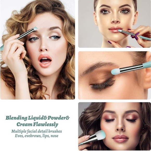 Mermaid Ocean Sea Vibes Mint Green 12 Makeup Blending Brushes | Face Eyes | NEW - Picture 2 of 6